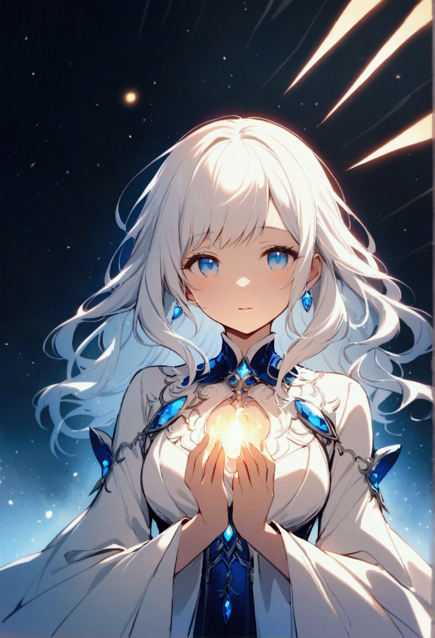 white haired blue eyed woman
