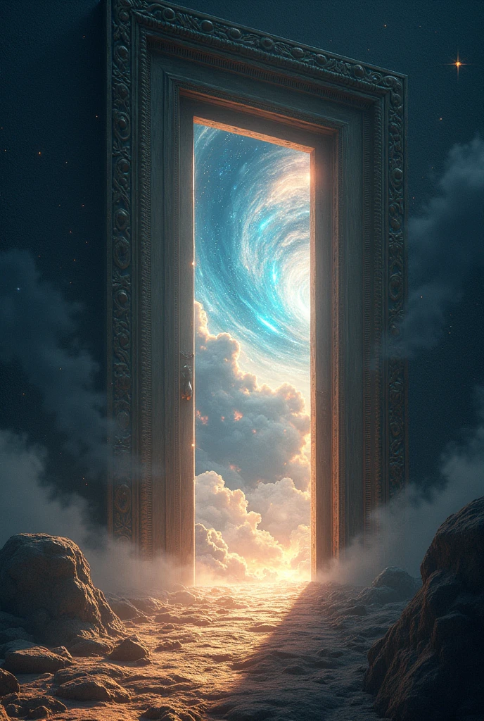 A open door that is filled with a universe