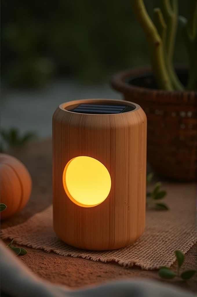 Portable solar lamp made of bamboo
