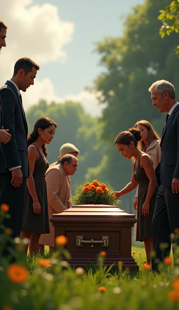 A funeral, pixar style, cinematic, masterpiece, high-aesthetic, realistic