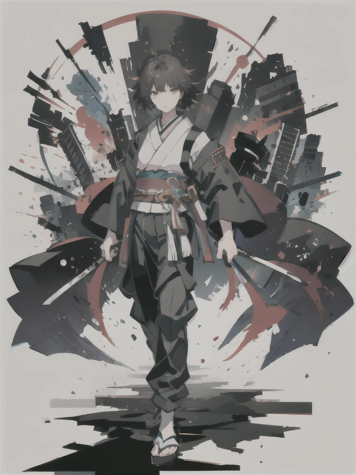 fantasy samurai silhouette by Yoji Shinkawa