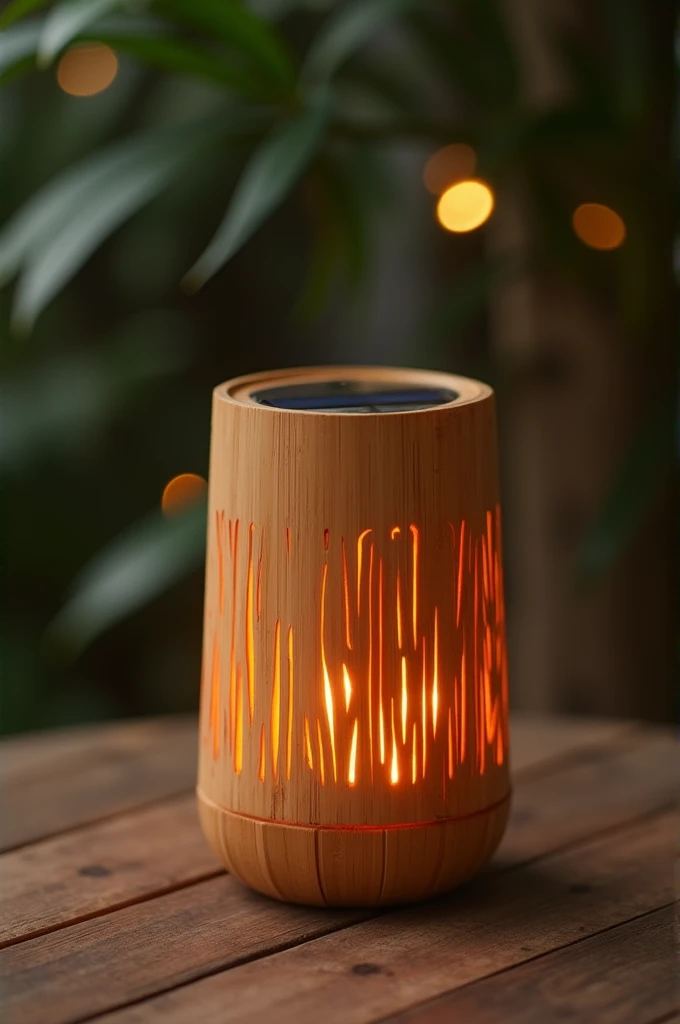Portable solar lamp made of bamboo 