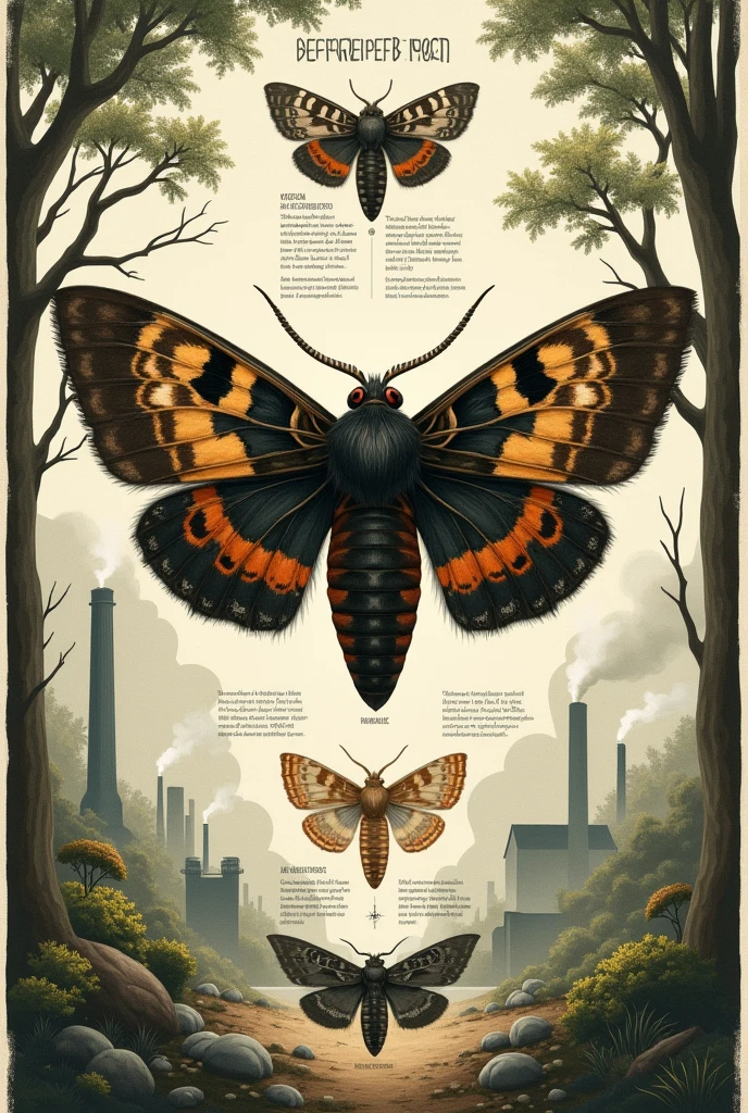 A poster of the peppered moth 
