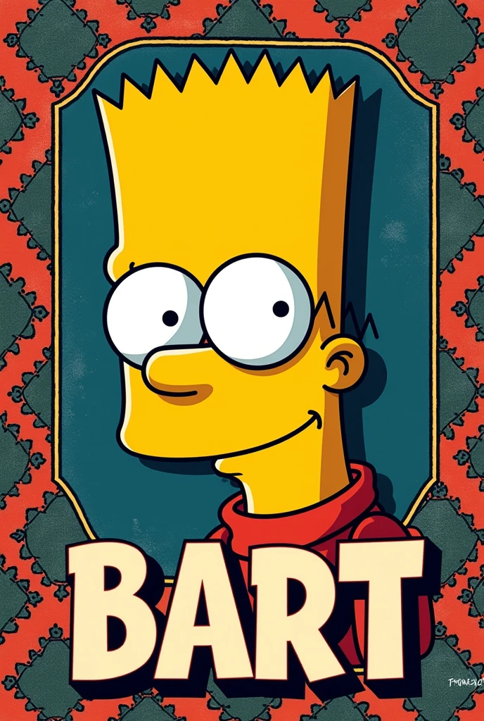 Bart Simpsons with his name written in the center full of Jefferson print