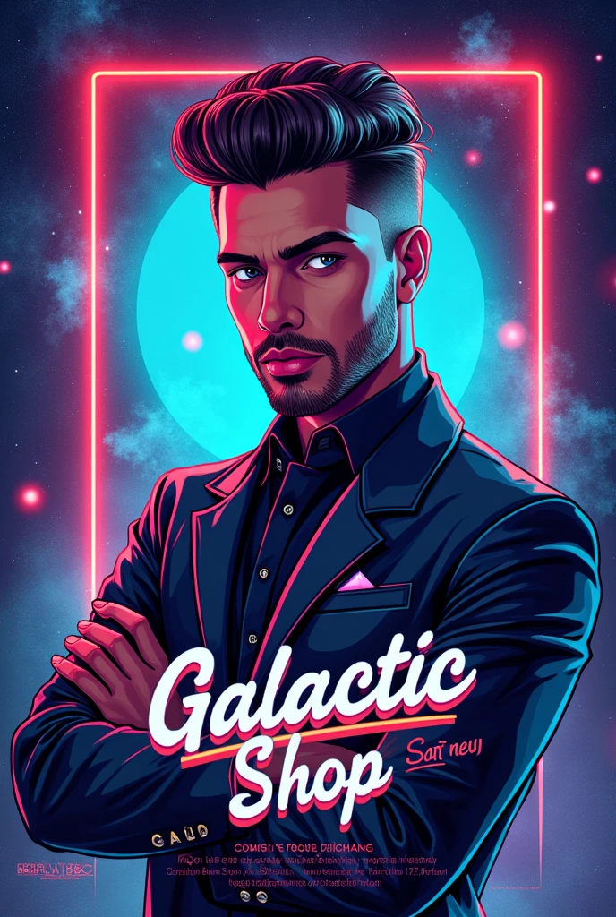 Can you create a flyer for me about a barber shop and give it the title Galactic Barber Shop?
