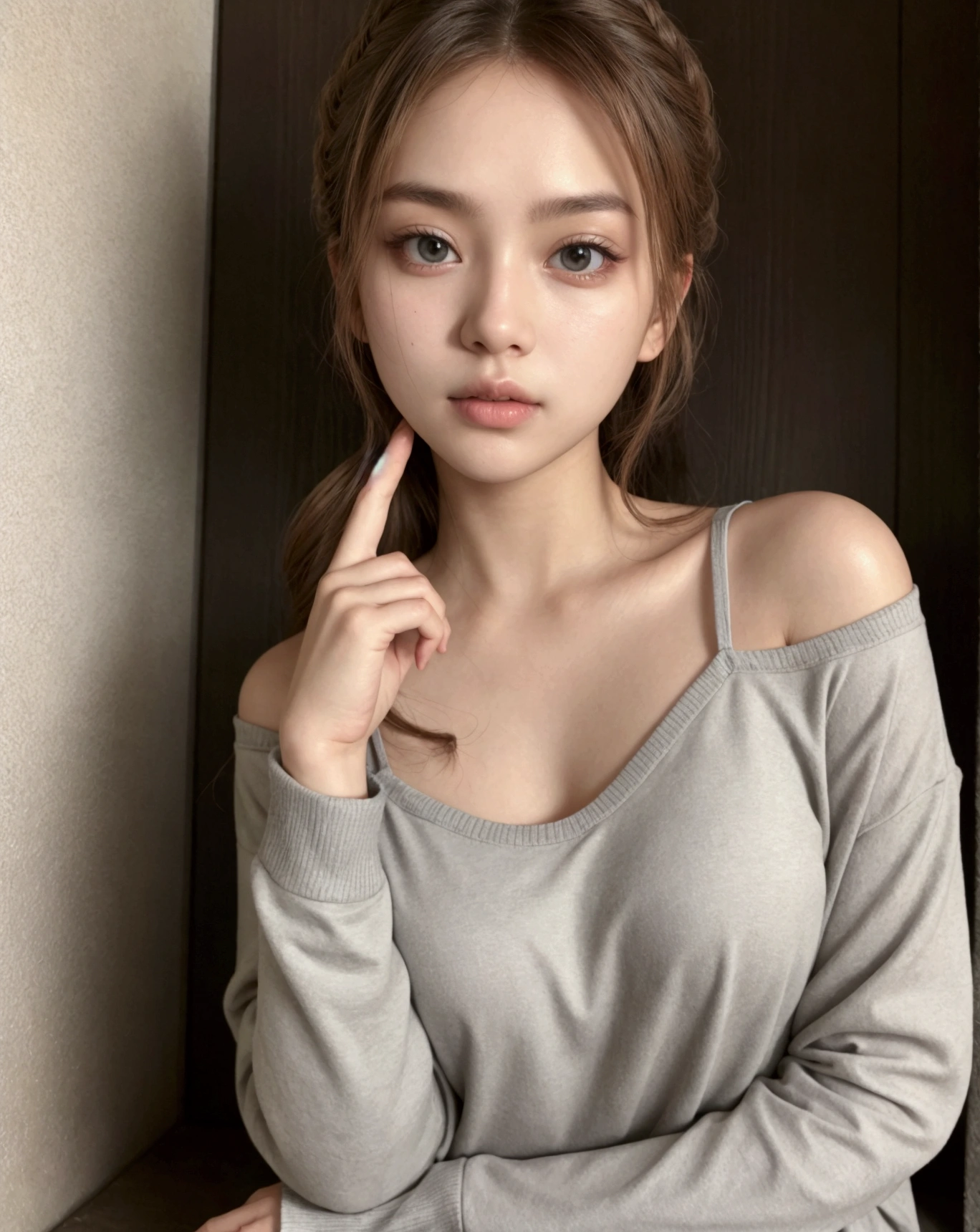 keep the same pose and clothes just match the skin tone, perfect face, medium shot photography