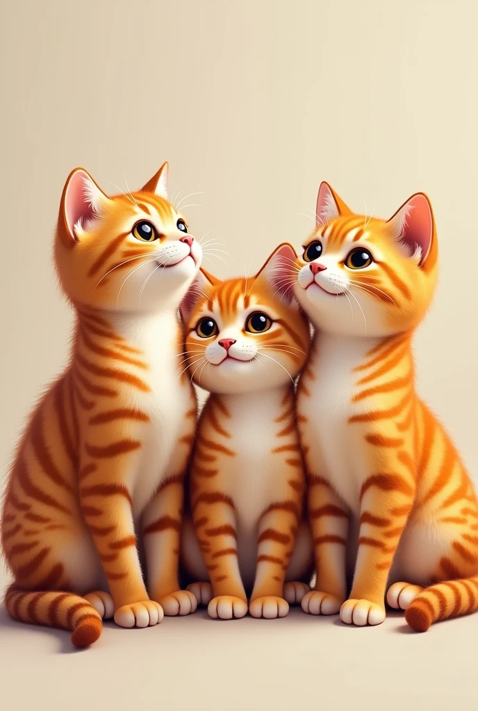 Create a profile picture of 3 orange tabby cats