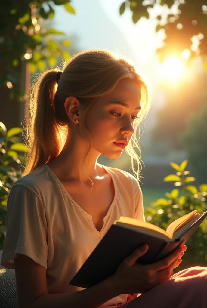Reading a book looking at the sun.