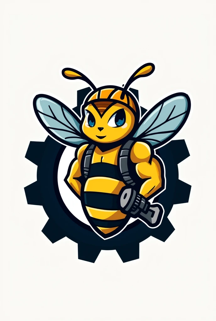 Logo for a bee mascot athletic production engineering company