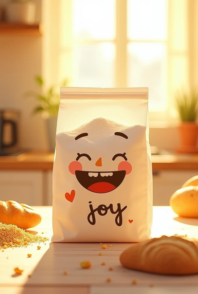Wheat flour packet,written joy