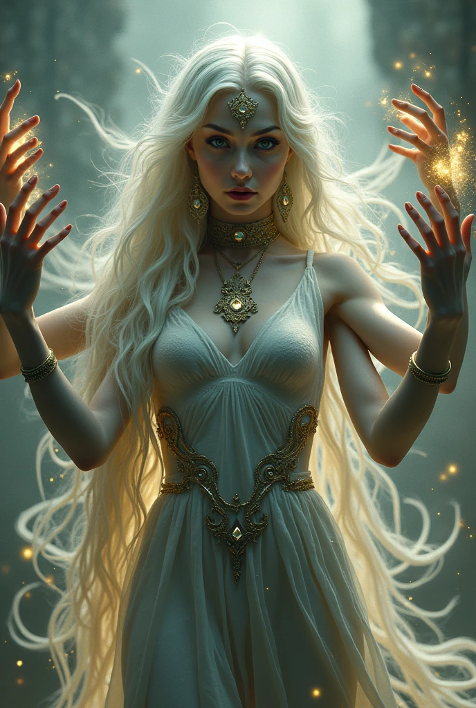 Four-armed woman with four eyes 