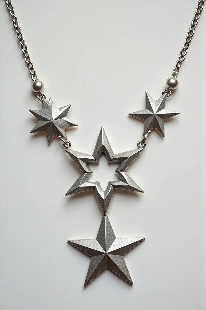 A design of a necklace, that this is divided into six silver-colored parts and when the parts are joined together a star is formed