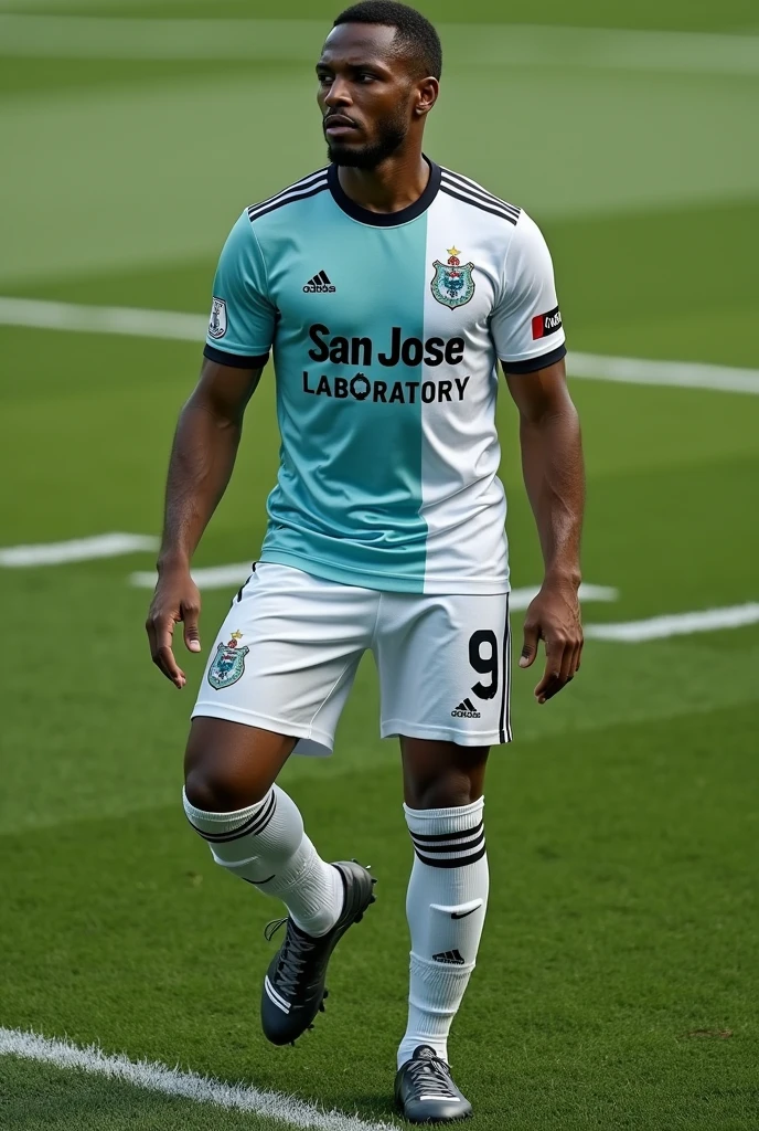 A soccer jersey that has the words San José Laboratory on it