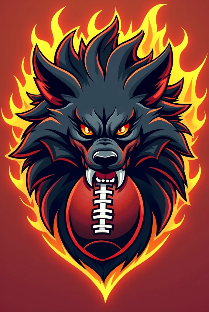 A crest of an American football team based on the Pokémon Arcanine biting a football and the team name "Blast Burn"