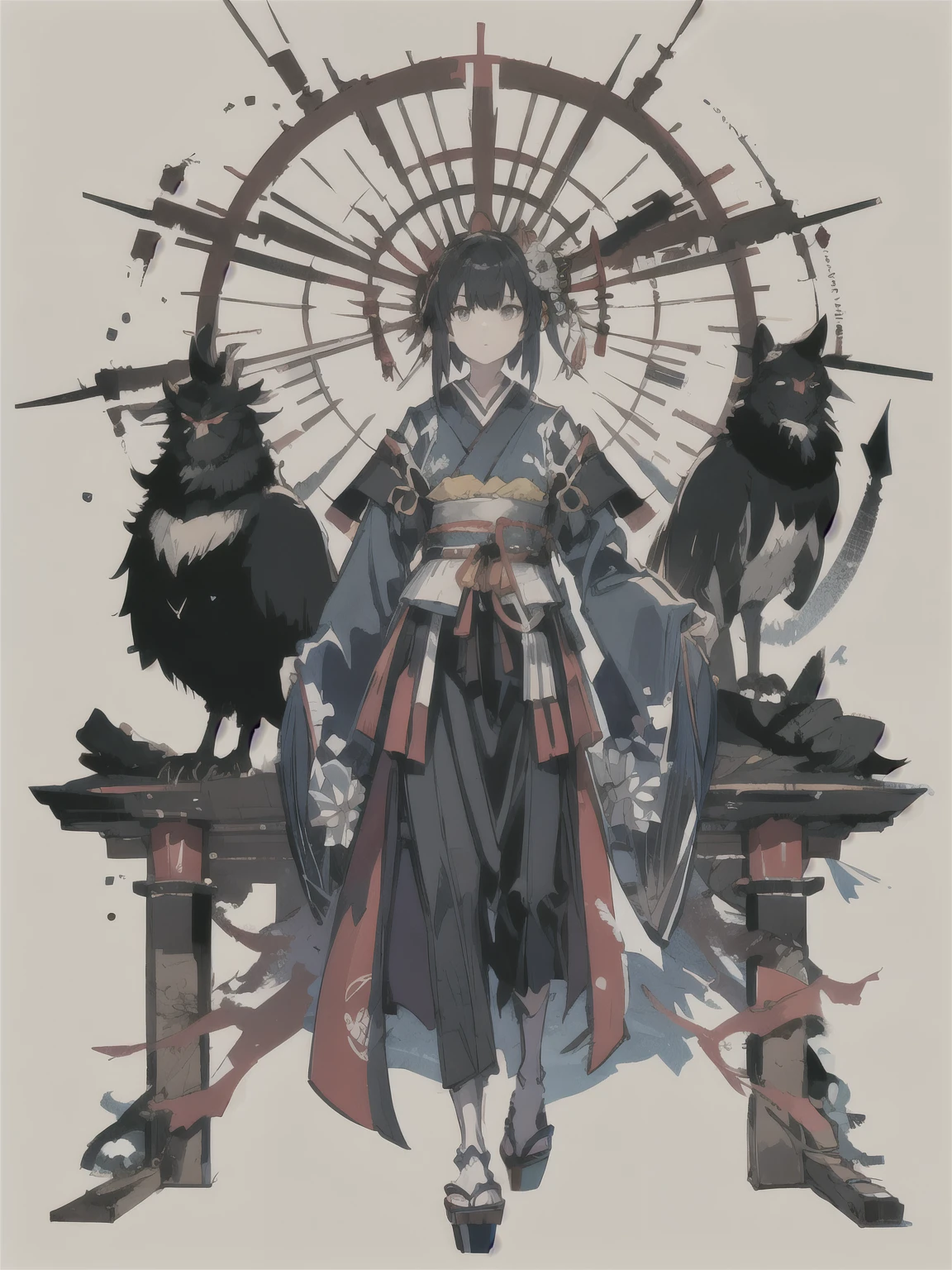 fantasy Japanese Samurai skeleton Armor silhouette