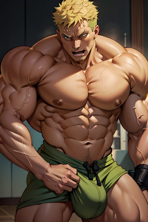 Two people. Sanji and Roronoa Zoro from One Piece stand together in a kitchen. Sweating. Blonde hair. Green hair. Staring ahead blankly. Drinking protein shakes that turn them bigger and dumber. Growing bigger muscles and crotch bulges. Both have trained themselves to look and act like big dumb bodybuilder jocks. Blending in with the other bodybuilder jocks. Assimilation. Dumb jock bros. Blank stares. Hyper crotch bulges. Dumber and dumber. IQ drain. Both equally muscular. "Bro, I feel ... kinda ... uhhh ... stupid...? Like, ... my head gets ... dumber, and ... dumber, and ... dumber..... I'll ... be dumb ... for Coach.... Bigger and bigger ... dumber and dumber.... Huhuhuh.... Yes, Coach. A good dumb jock is big and dumb. A good dumb jock's what we'll become.... Must grow big..... Must grow dumb.... Don't think.... Obey Coach.... Yes, Coach, we must obey.... The Big Dumb Jocks are here to stay...." Chuckling vapidly. Drooling. Hyper biceps. Hyper triceps. Broad shoulders. Thick, meaty hyper pecs. Hyper traps. Big deltoids. Big lats. Tank tops. Blank stare. Open mouths. Vapid. bro. bodybuilder. IQ drain. Jock. hypnosis. dumber. Big crotch bulges. Dumbing down. Brainwashing. Giant muscles. Hyper muscles. Dumber and dumber. Bigger and bigger. Muscleheads. Meatheads. Jocks. Hypnotized. Brainwashed. Brainwashing. Subliminal hypnosis. Flexing. Tall and muscular. mindless. Brainless. Jock bro assimilation. Integration. Conformity. Brute. Musclehead.