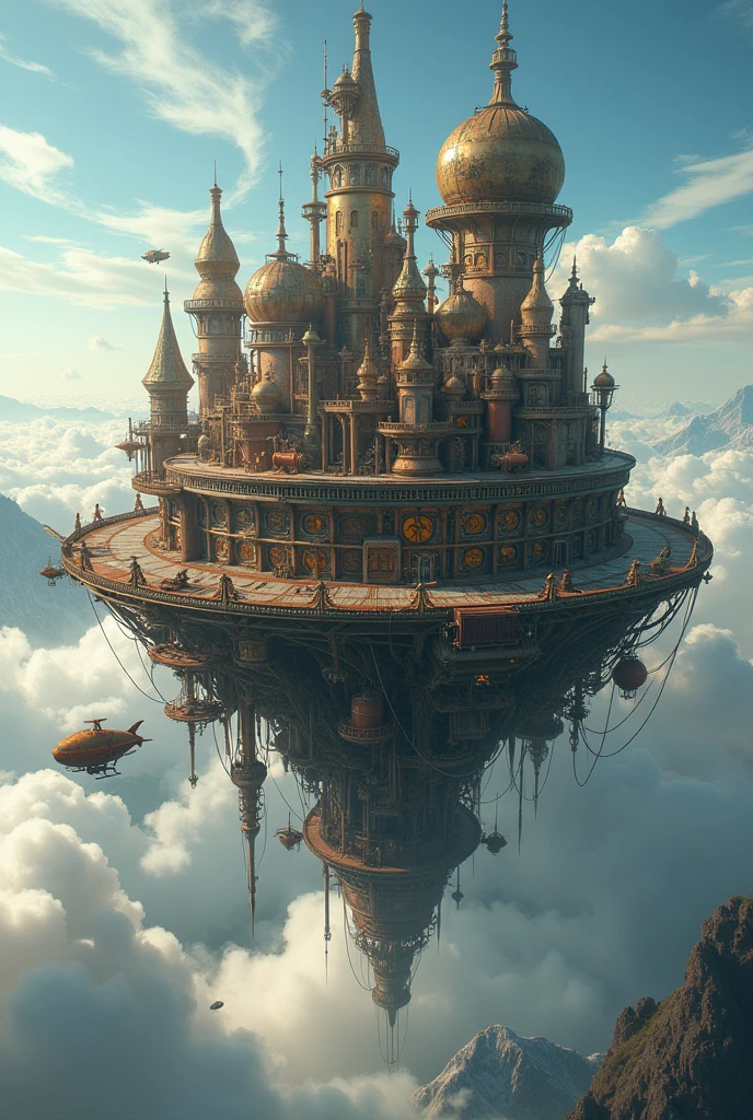 steampunk flying city
