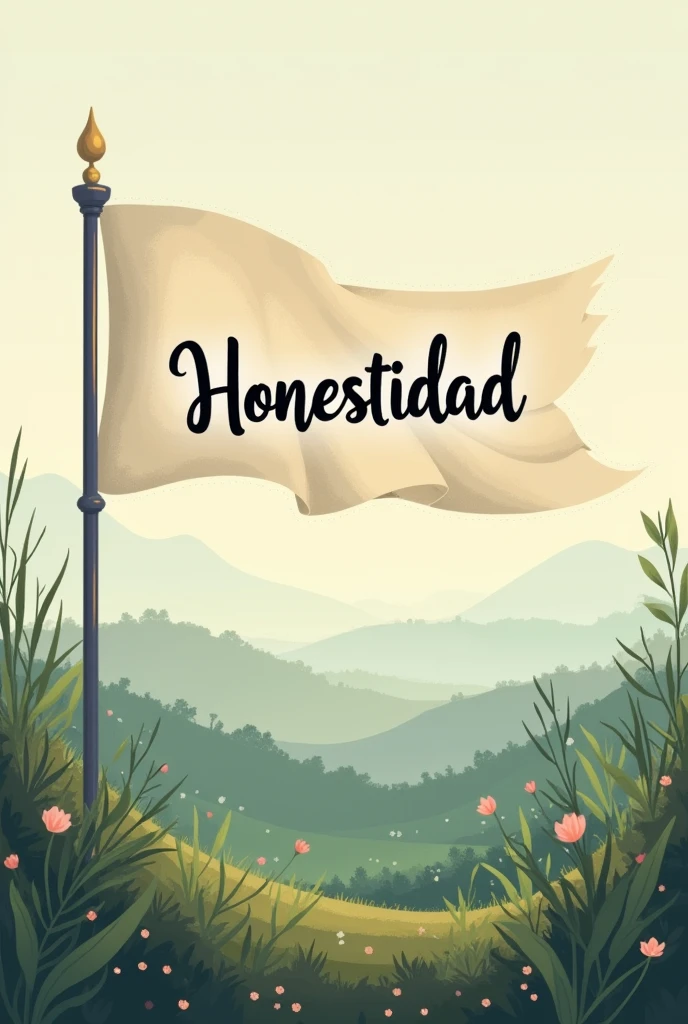 Designs about the value of honesty for a flag that contains the name honesty horizontally in Spanish and with designs around it
