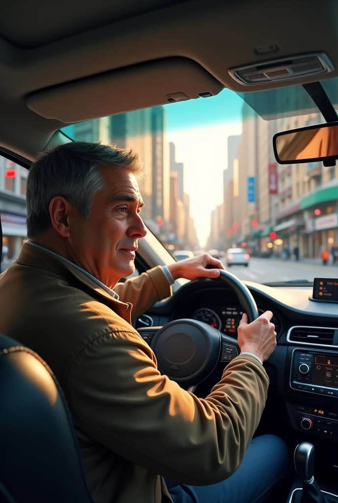 An app driver, aged 30, a little older