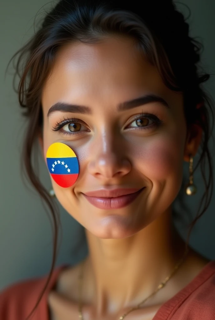 Woman with the Venezuelan flag on her cheek