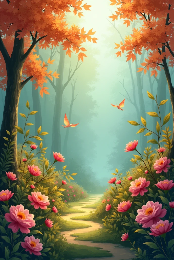 Colors of flowers and trees fading 