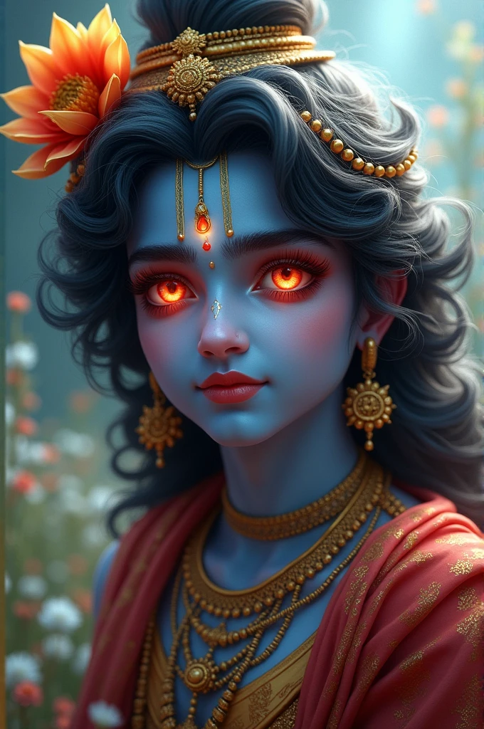 Krishna with beautiful red eyes shining