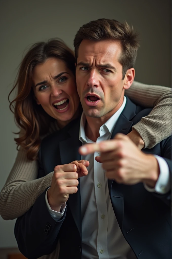 An annoying woman behind a man