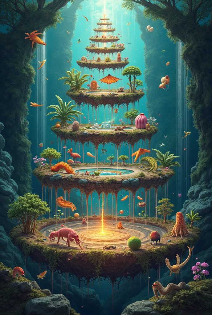 Create your own example about the levels of biological organization from the atomic level to the biosphere level.