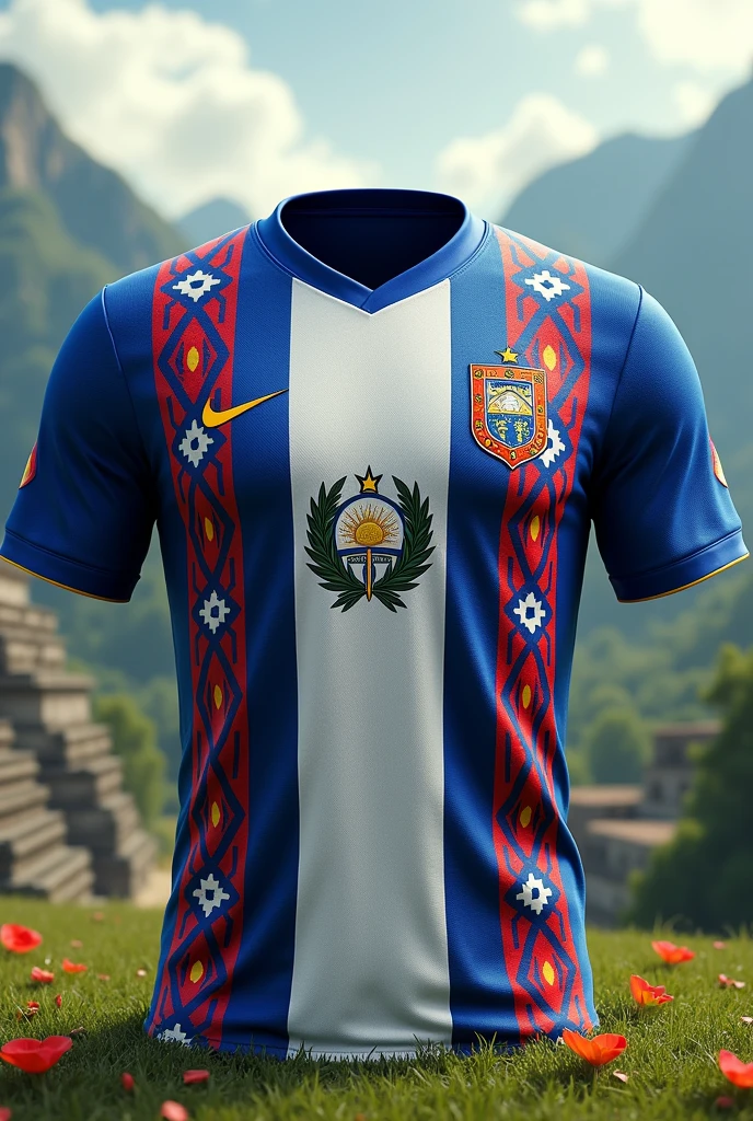 Design a soccer jersey of the country of Guatemala