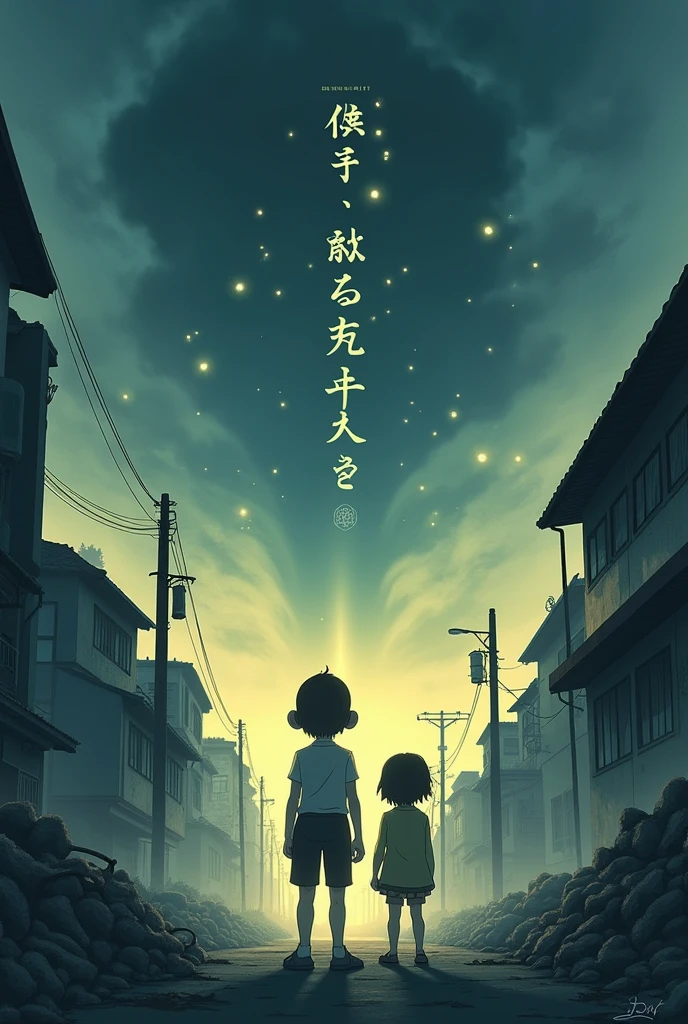 create a movie poster "the grave of the fireflies" from studio ghibli with a short synopsis