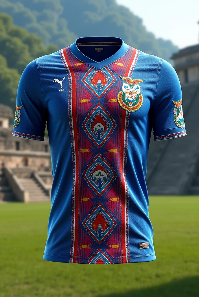 Design a soccer jersey of the country of Guatemala