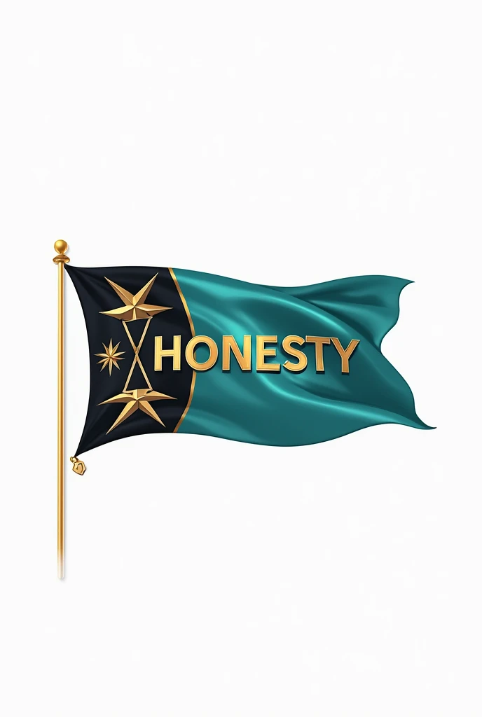 You can make a horizontal flag that contains the name honesty and designs within that flag whether it be stars or other things using a white flag and the other colors turquoise , gold and black
