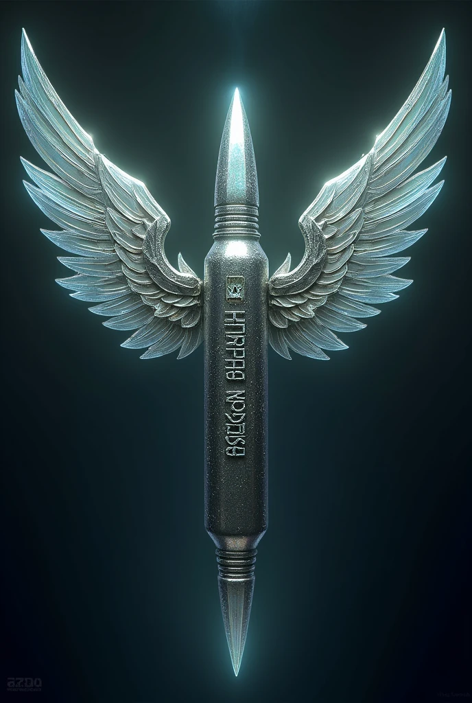 I want a picture of a bullet with wings and put the name (Balavoa family) in the middle of the bullet.