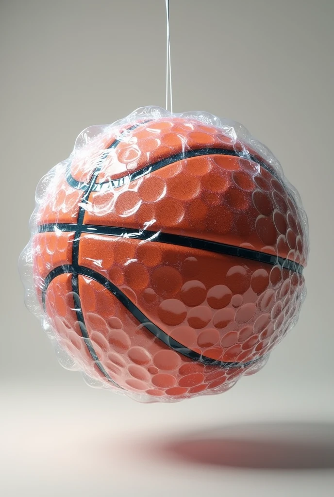 Basketball wrapped in bubble wrap to protect the ball
