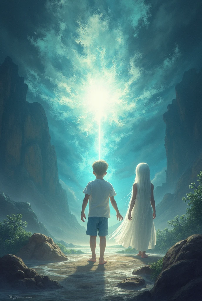 Cover of a boy searching for his soul and the spirit of a white-haired girl helps him 