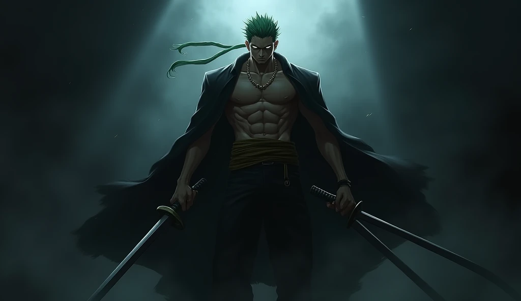 Roronoa Zoro on a scary dark background 