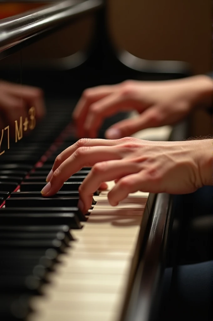 Hands playing piano