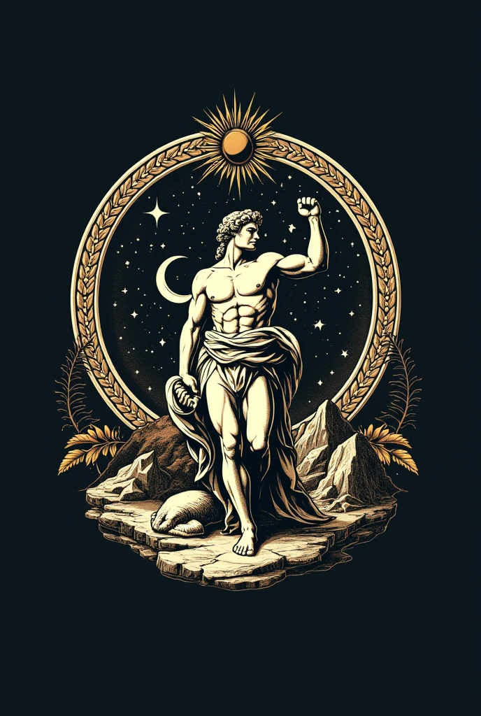 Make a design, for a brand of caps called “OLYMPO hats” taking into account that the brand is inspired and related to Greek mythology and make the design visible on the cap