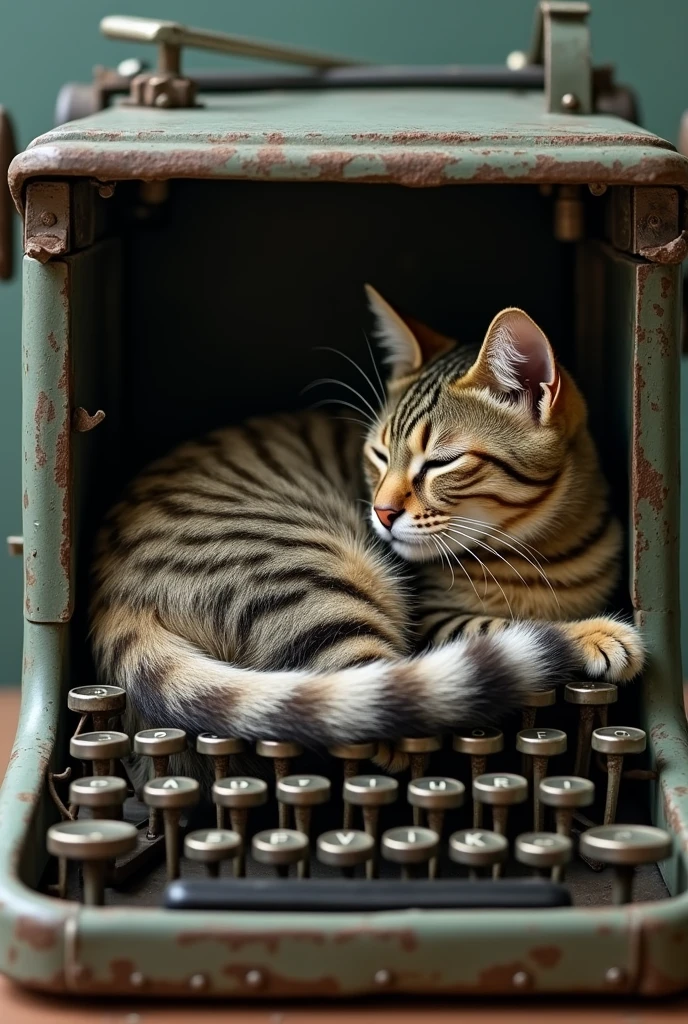 A tabby cat lying inside a sixth