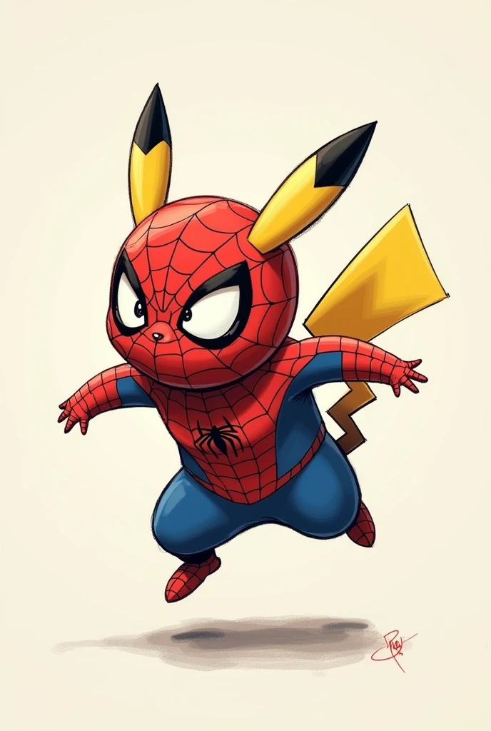 Pikachu dressed as Spider Man animated sketch