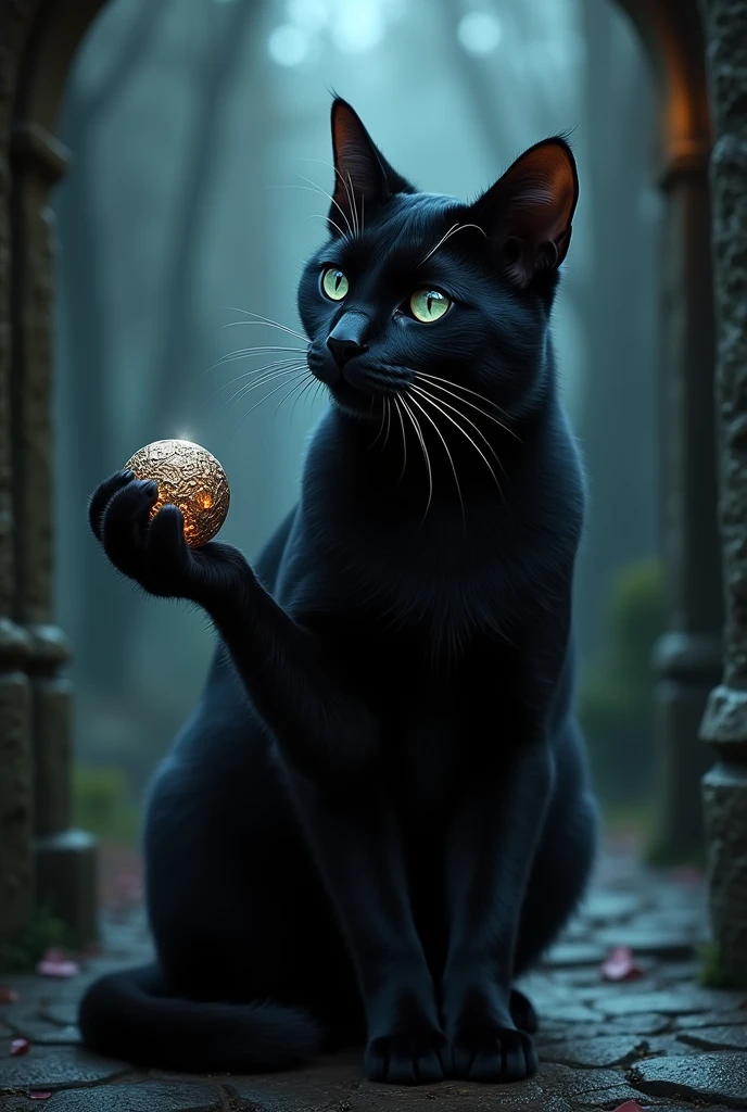 Black cat giving