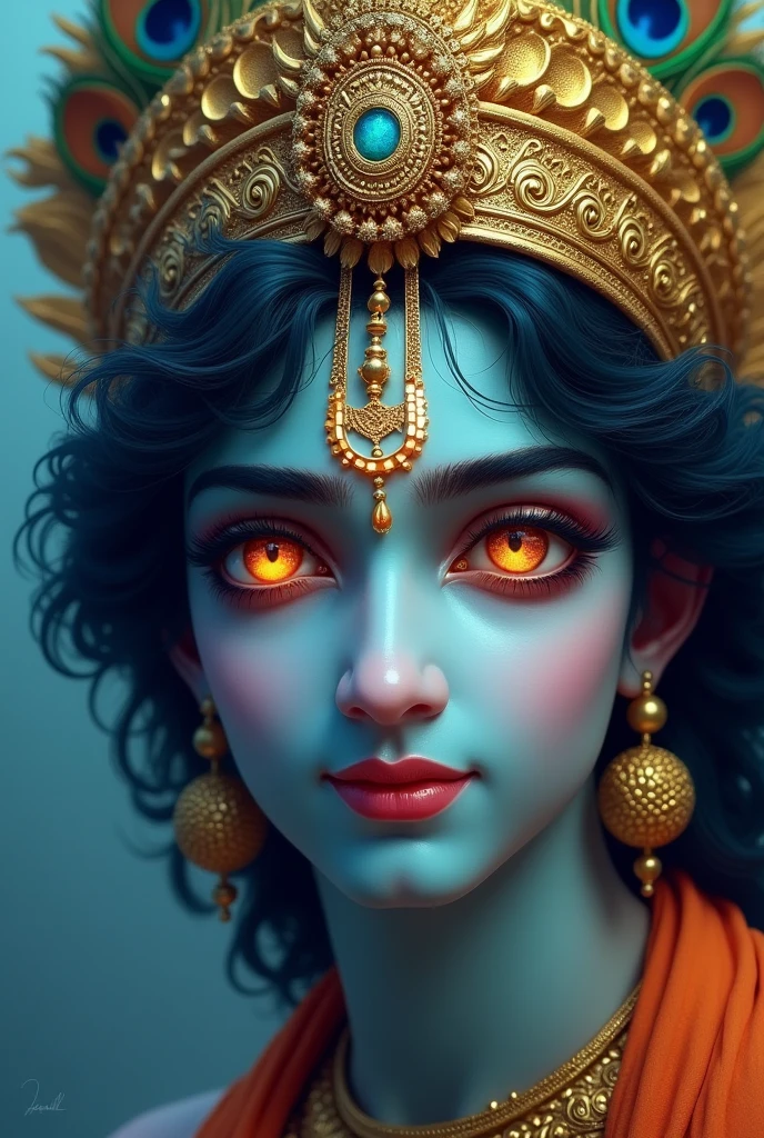 Krishna with red beautiful eyes and morpankh