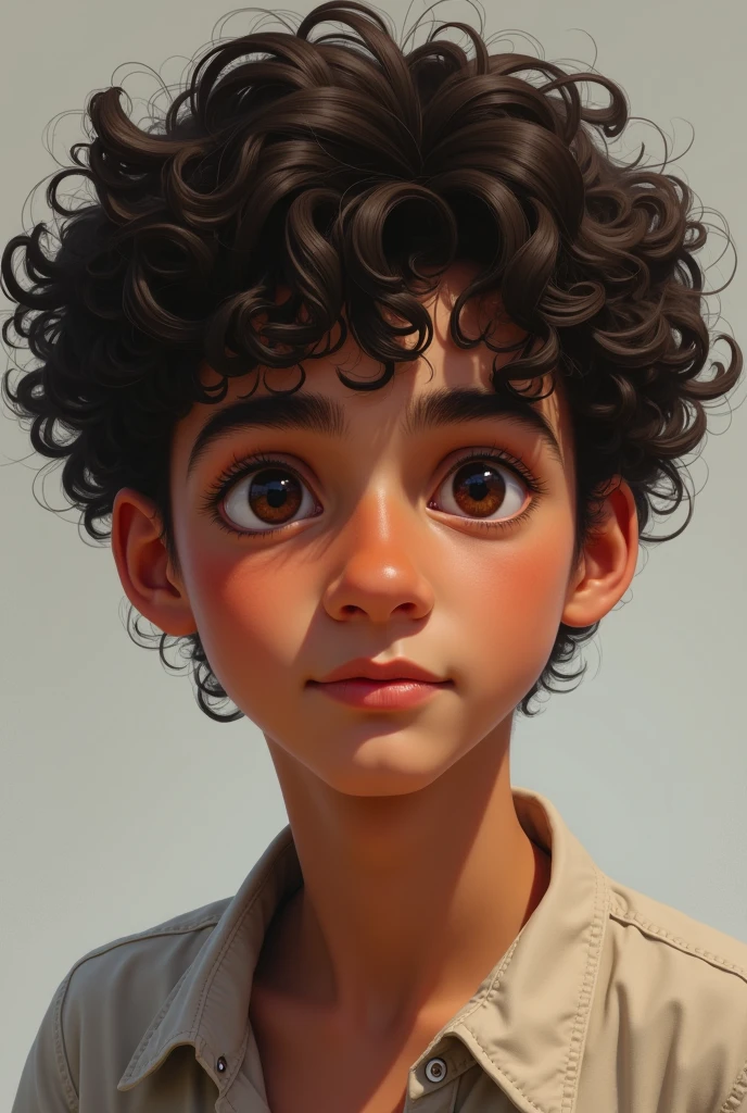 half brown similar to jorel's brother, like curly hair