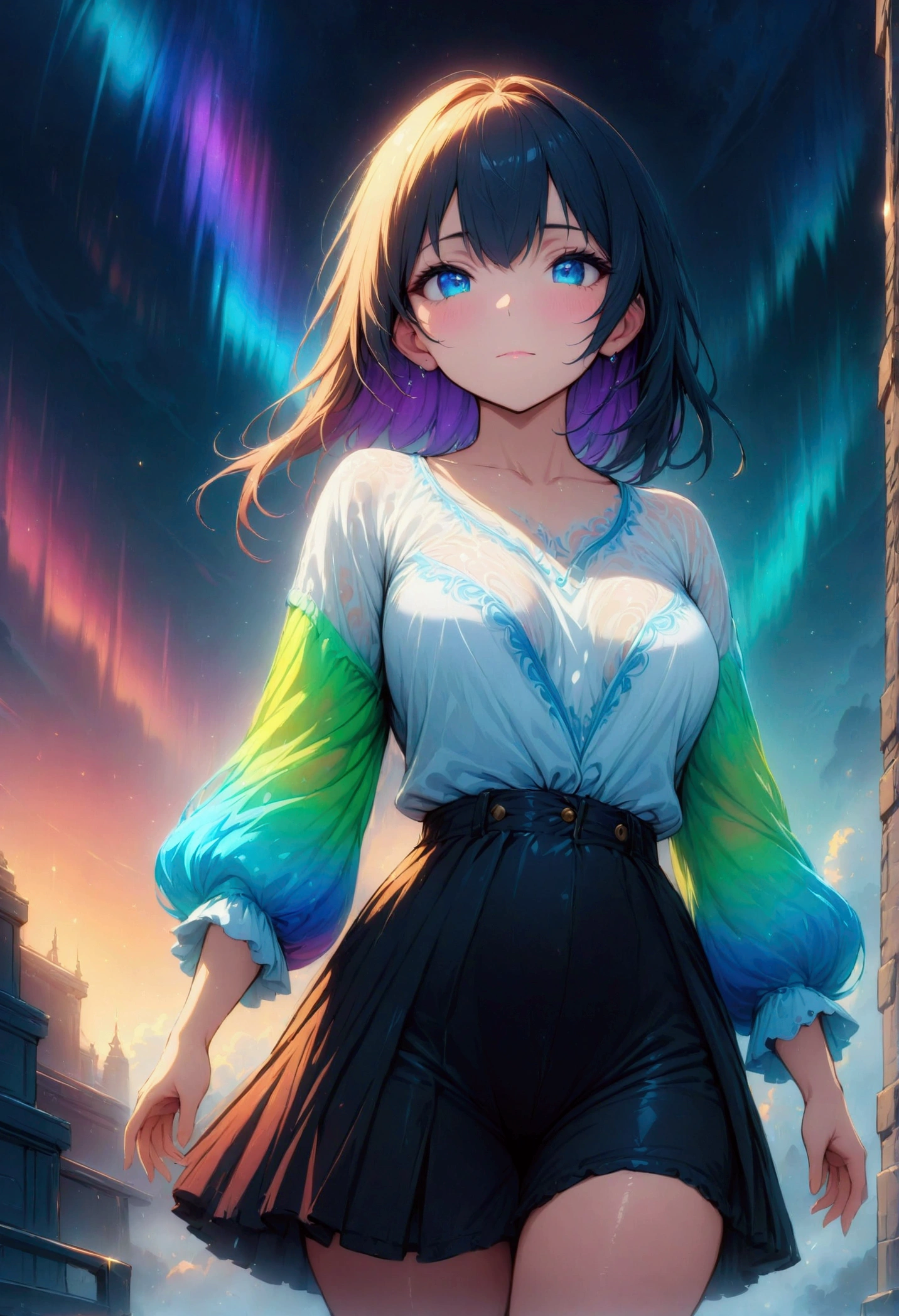 fog, colorful, cinematic lighting, (masterpiece:1.2), best quality, high quality, Highres, (hyper detailed), detailed background, 1girl,