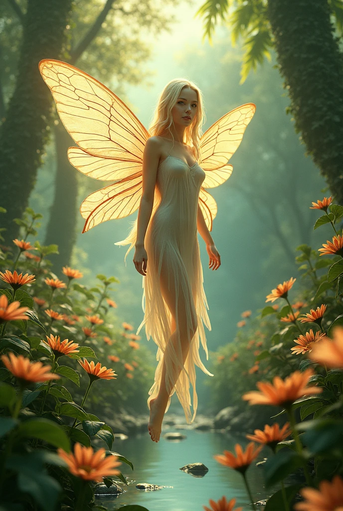 A beautiful fairy in a garden of Eden
