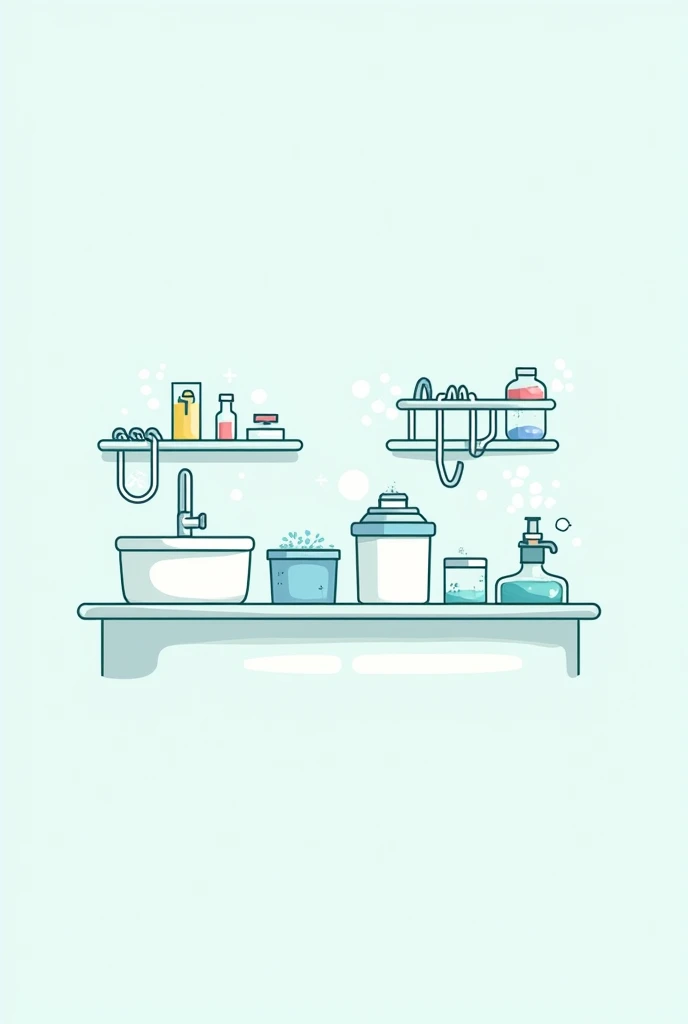Simple drawing of clinical laboratory waste area easy cartoon drawing to draw that includes trash cans and a sink