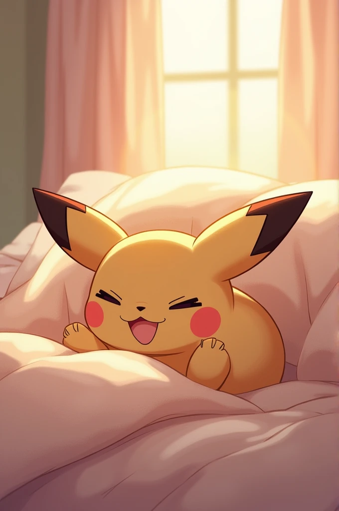 Pikachu is playful and cute，Liveliness and agility，Yellow soft hairs，red blush，big and bright eyes，cute pointy ears。(Pikachu:1.5)