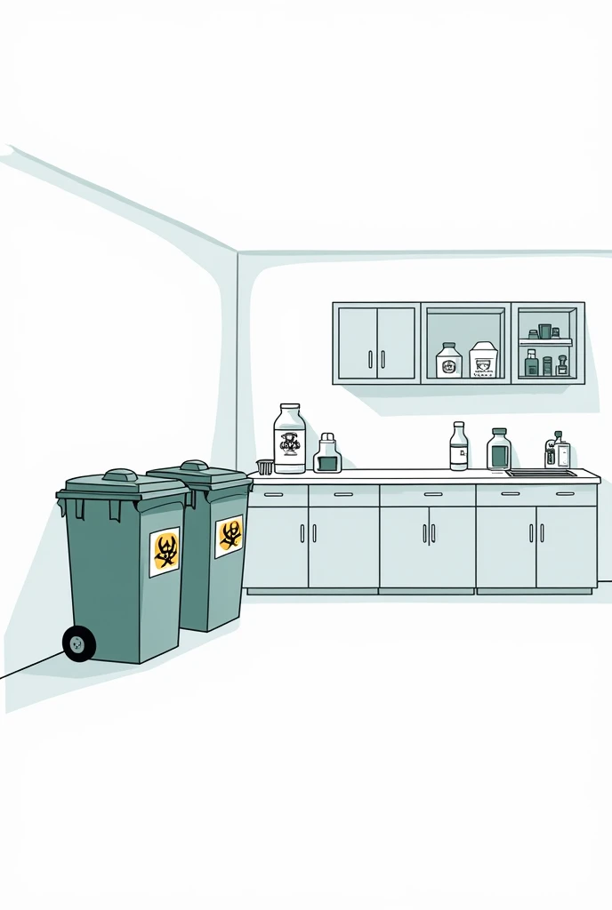 Simple drawing of clinical laboratory waste area easy cartoon drawing to draw that includes the trash cans with the waste