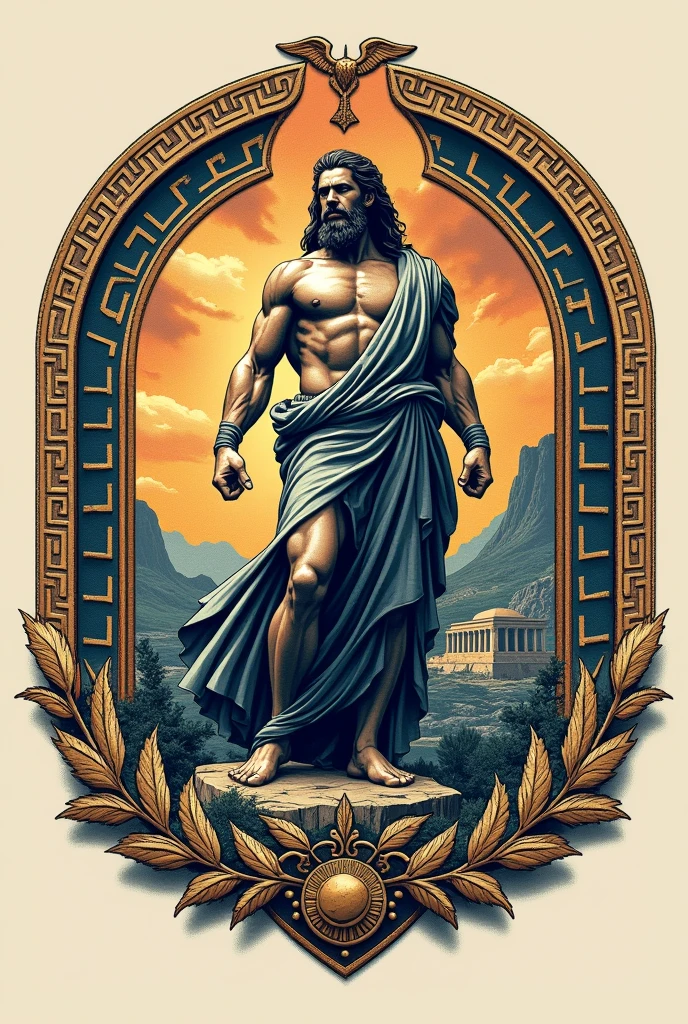 Make a design, for a brand of caps called “OLYMPO hats” taking into account that the brand is inspired and related to Greek mythology and that the design can be seen taking into account that it will be embroidered on the cap