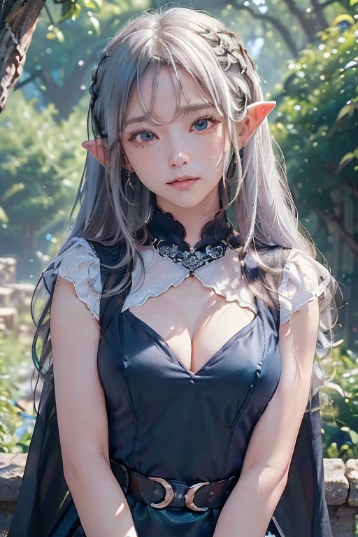 Message:
1girl, elf, beautiful, She has long hair
white with blue tones, usually tied in two loose braids with bangs.
that reach just past her eyebrows and two longer side bangs
that frame his face, His eyes are black with multiple shades
blue inside, elf ears, extremely cute and beautiful,
(medium breasts), well-formed breasts,
((white hair with blue tones and messy)), ((Long hair)),
((emerald green eyes, perfect and beautiful eyes) Detailed and bright eyes,
with emerald green color, ultra detailed,
gradient eyes, beautiful finely detailed eyes,
symmetrical eyes, ((shiny skin)), luminous and tanned skin, body
perfect, perfect abdomen, narrow waist, wide hips,
athletic body, legs. beautiful well-formed, delicate fingers
and detailed, detailed body, detailed arms,
human hands, ((detailed face)), cute, seductive, erotic,
beautiful Shiny and revealing clothing, Show skin, ((Under the breast)), (cleavage),
(scantily clad), ((Detailed clothing)), solitary focus, face of joy and amazement,
creating magic with your hands,concentrated,scale
to adjust dimensions, rule of thirds,
((Fantasy landscape, in the forest, in the background
fantasy trees, (Best quality), High resolution,
Extremely detailed and very high quality illustrations.
(extremely detailed), (very fine), flawless,
(((Masterpiece))), illustration, vibrant colors, high contrast,
selective lighting,
Break:
((a beautiful and angelic elf)), ((with a super beautiful and sexy body)),
Creating magic with her hands, ((plain white blouse without design)), brown vest,
jewelry, earrings, necklace, (collarless blouse), (long navy dress),
Break:
A beautiful elf watches with joy and amazement as it appears successfully from her hands.
a figure made of pure water when saying an incantation and spell.
